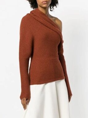 Roberto Cavalli Draped Ribbed Cashmere Silk Knit Sweater Size Small NWT Sienna